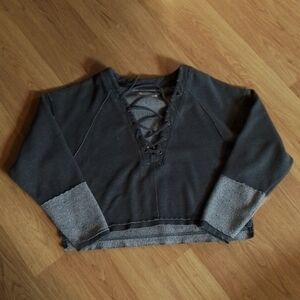 Free People Lace Up Pullover Sweatshirt